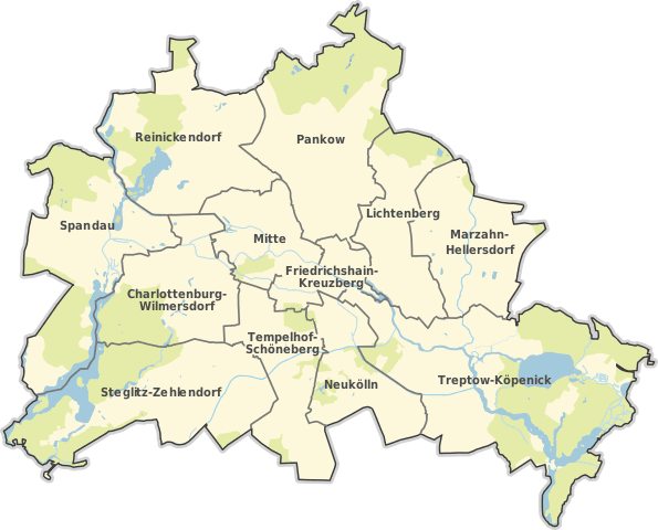 Karte von Berlin mit den Bezirken