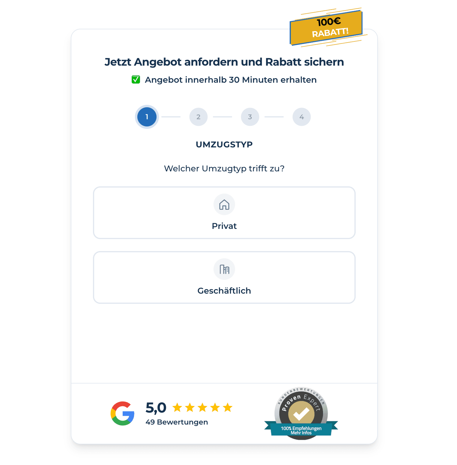 Online-Formular: Angebot anfordern und Rabatt sichern